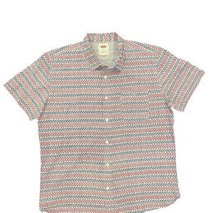 Levi's Men's Casual Shirt Short Sleeve Button Up Paisley Print Blue Size XL
